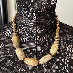 Raw stone necklace; Picture Jasper 14inch around